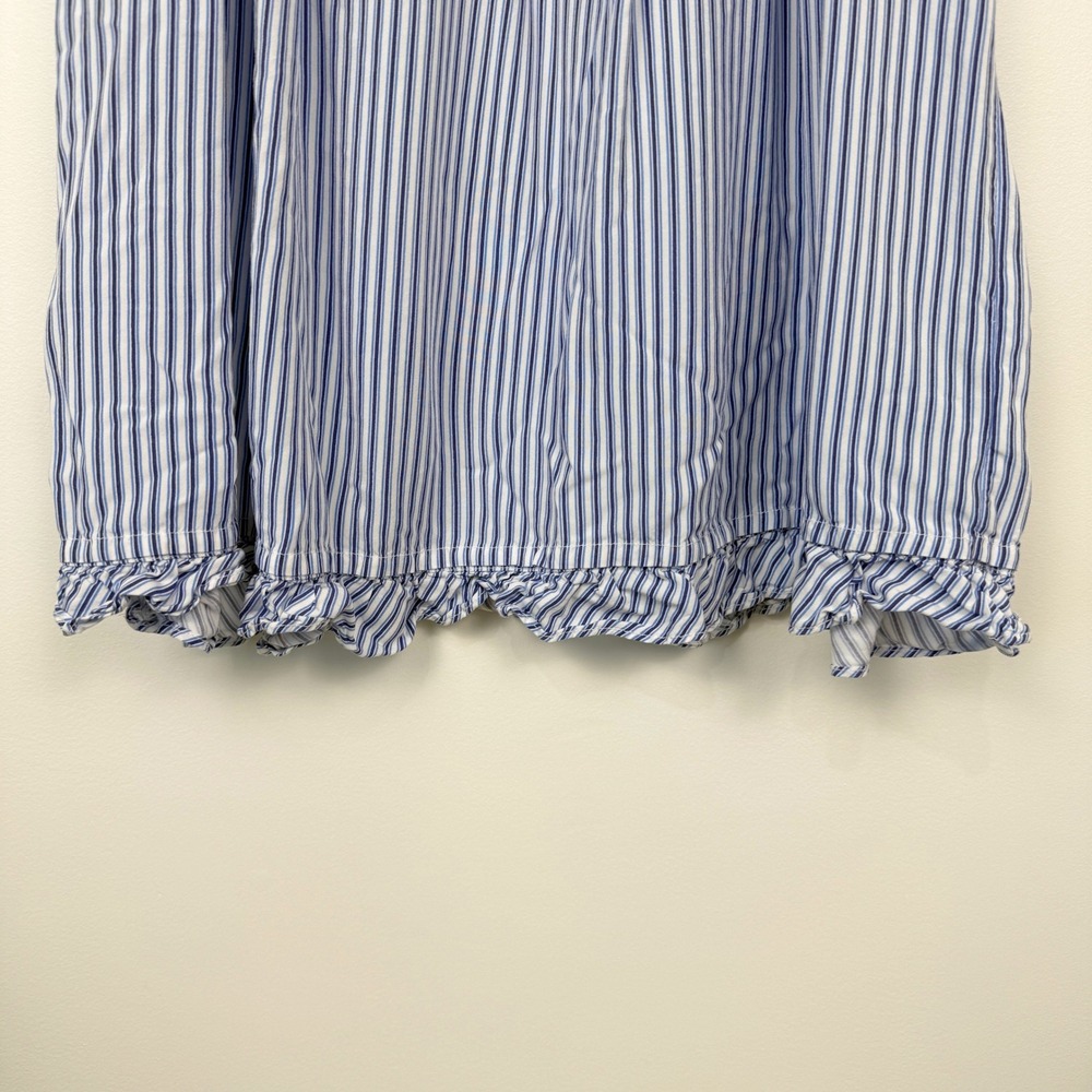 Eileen West Nightgown Womens XS Blue White Striped Lace Trim Ruffle Hem - Picture 2 of 7